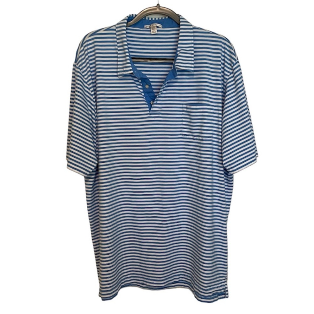 PETER MILLAR Striped Pima Cotton Polo Shirt Blue White Men’s Size XXXL